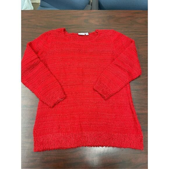 Kim Rogers Red Fuzzy Sweater - Picture 1 of 4